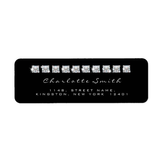 Diamond Black White Return Address Labels