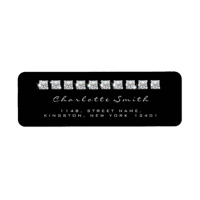 Diamond Black White Return Address Labels (Front)