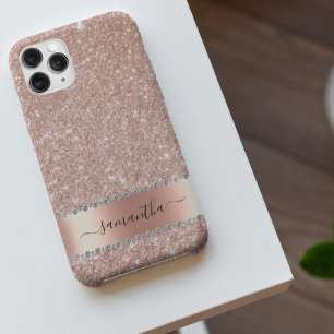 Diamond Bling Glitter Calligraphy Name Rose Gold Case-Mate iPhone 14 Pro Max Case