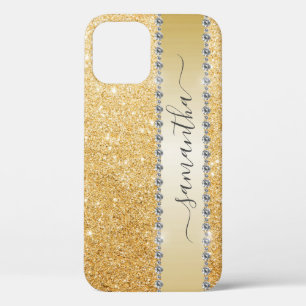 Diamond Bling Glitter Calligraphy Name Rose Gold iPhone 12 Pro Case