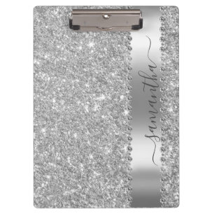 Diamond Bling Glitter Calligraphy Name Rose Gold Clipboard