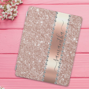 Diamond Bling Glitter Calligraphy Name Rose Gold iPad Mini Cover