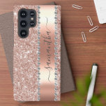 Diamond Bling Glitter Calligraphy Name Rose Gold  Samsung Galaxy Case<br><div class="desc">Any glitter or diamonds in design are photos and simulated. This design may be personalised in the area provided by changing the photo and/or text. Or it can be customised by clicking Personalise this Template and then choosing the click to customise further option and delete or change the colour of...</div>