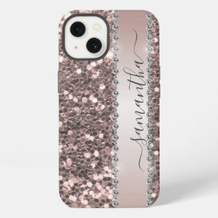 Diamond Bling Glitter Look Pink Calligraphy iPhone 13 Case