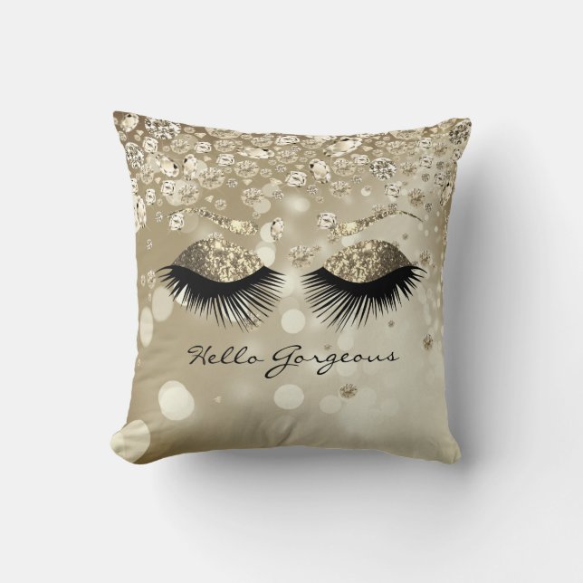 Diamond Bling Gorgeous - Gold Eyelash and Brows Cushion (Front)
