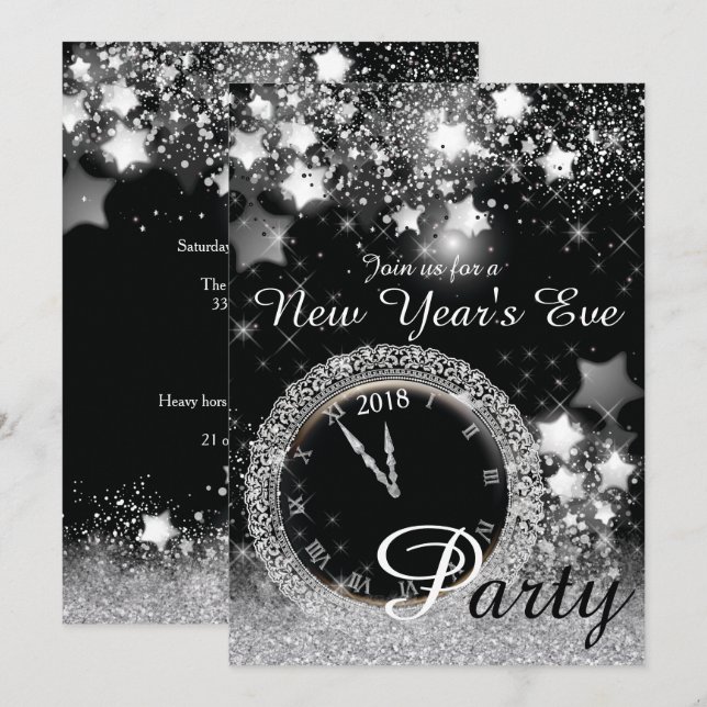 Diamond Bling New Year's Eve Party Invitation (Front/Back)
