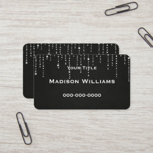 diamond bling on black leather business card