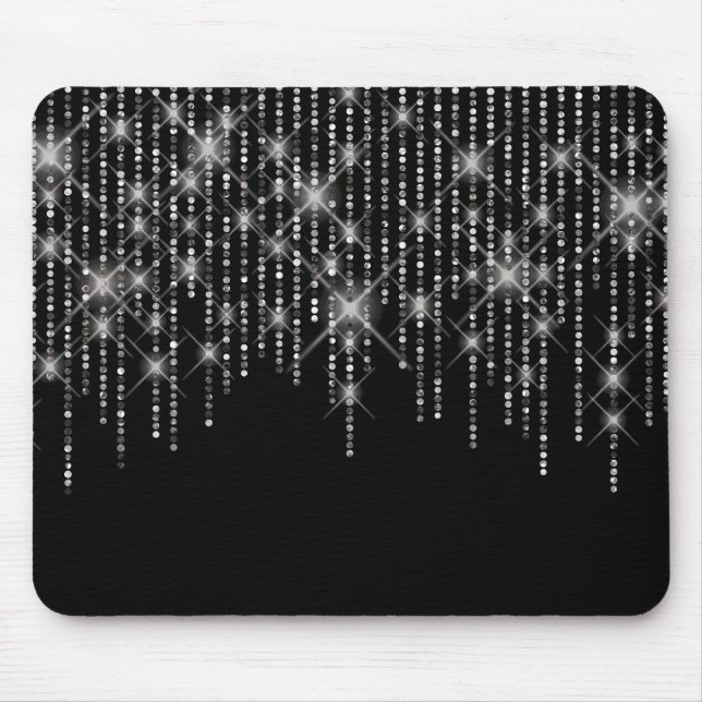 Diamond Bling on Black Mouse Mat (Front)