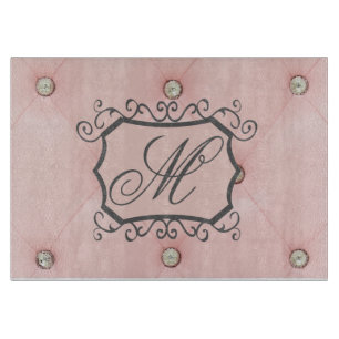 Diamond Bling Pink Tufted Glass Cutting Board