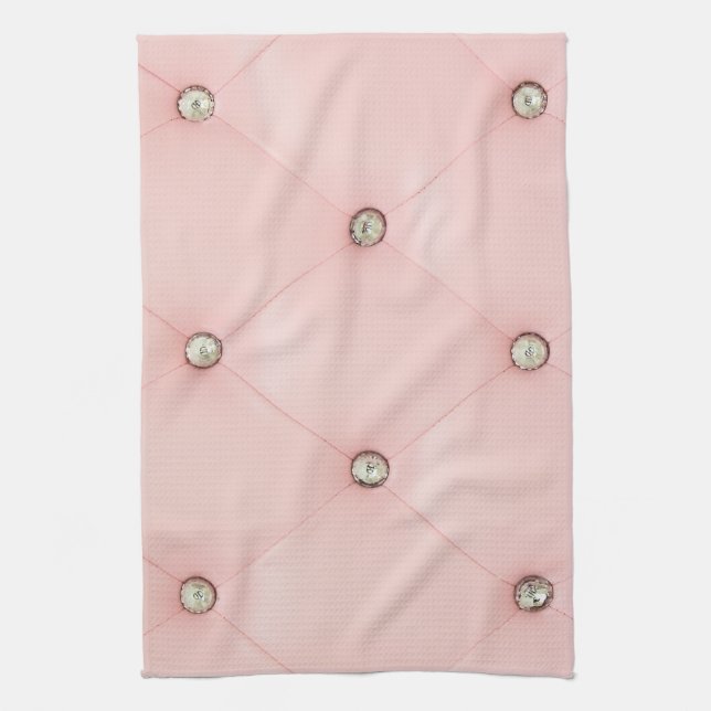 Diamond Bling Pink Tufted Kitchen Dish Towel (Vertical)
