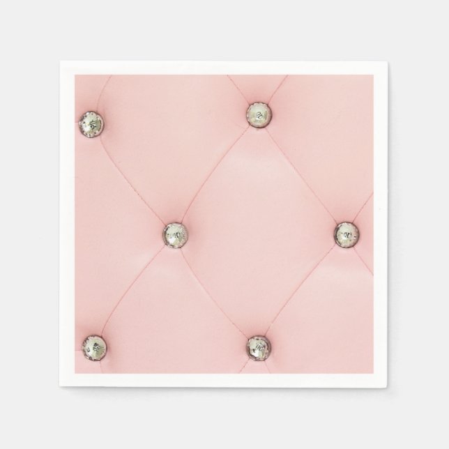 Diamond Bling Pink Tufted Leather Jewel Napkins (Front)