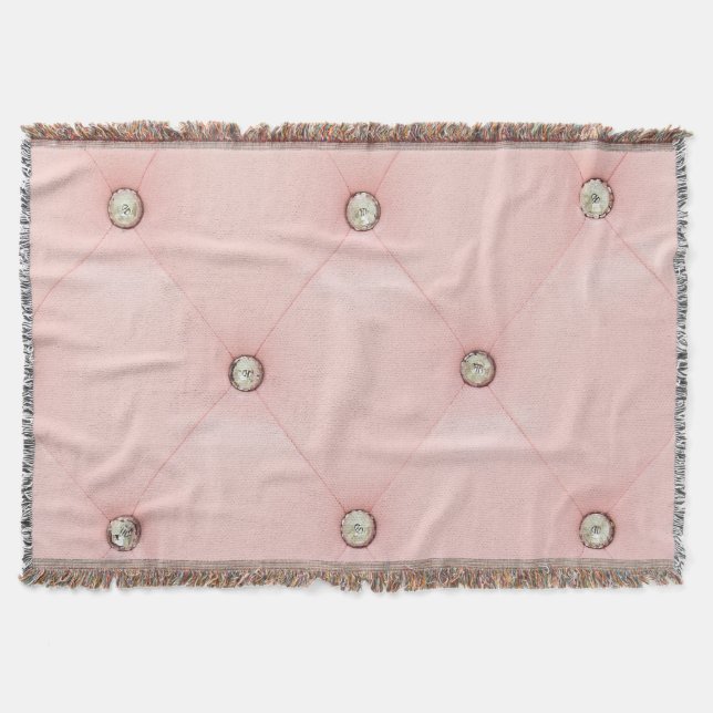 Diamond Bling Pink Tufted Leather Throw Blanket (Front)