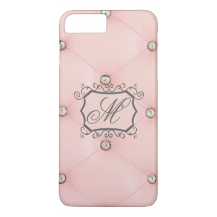 Diamond Bling Pink Tufted Monogram iPhone 7+ Case