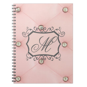 Diamond Bling Pink Tufted Monogram Note Book