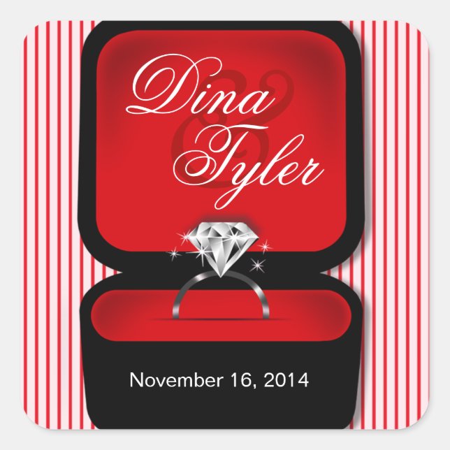 Diamond Bling Ring Box square red Sticker (Front)