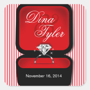 Diamond Bling Ring Box square red Sticker