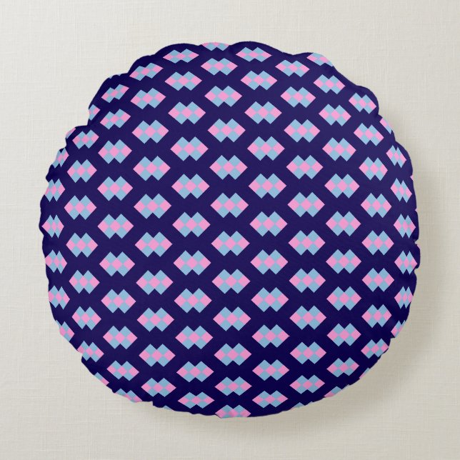 Diamond Blue Round Pillow (Front)