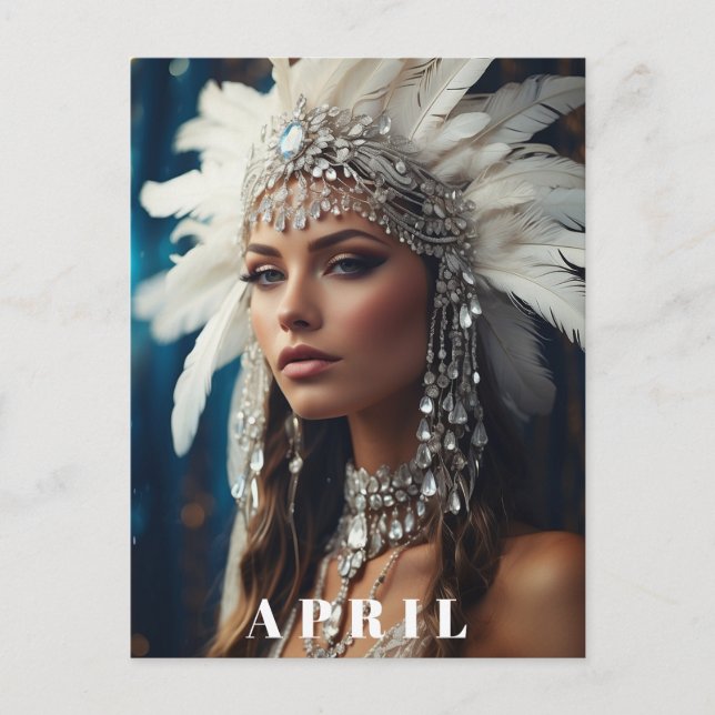 *~ DIAMOND Boho Women AP53 APRIL BIRTHDAY Postcard (Front)