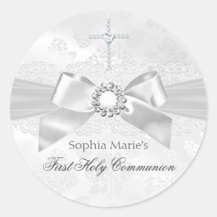 Diamond Bow & Cross First Holy Communion Sticker