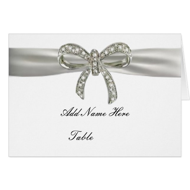 Diamond Bow Wedding Table Place Card (Front Horizontal)