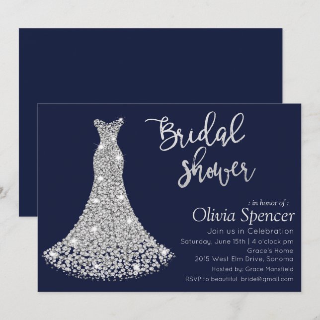Diamond Bridal Shower Invitation (Front/Back)