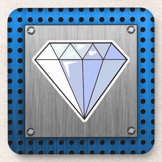 Diamond; Brushed metal-look Coaster (Front)