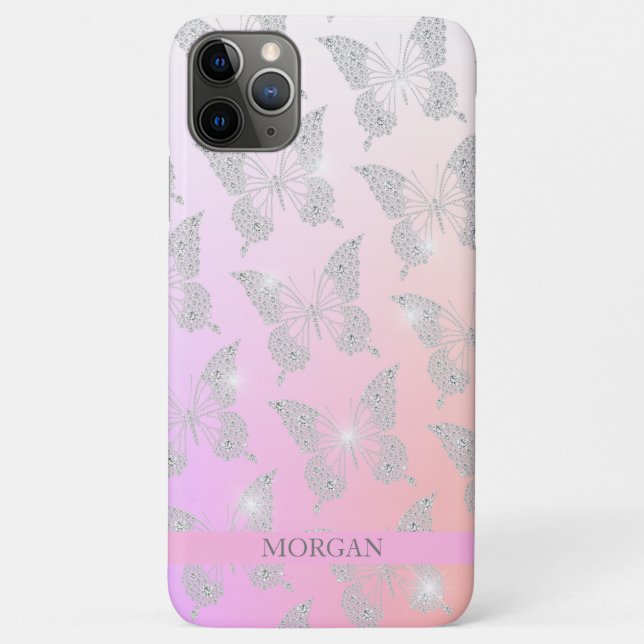 Diamond Butterfly Pattern, DIY Name, Ombre Colours Case-Mate iPhone Case (Back)