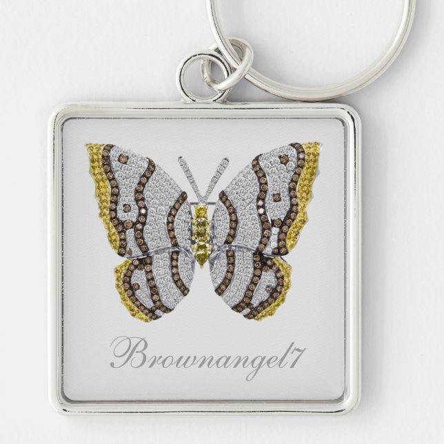 Diamond Butterfly Print Key Ring (Front)