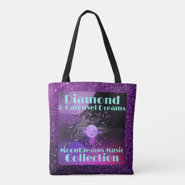 Diamond & Carousel Dreams  Purple Faux Glitter Tote Bag (Back)