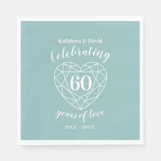 Diamond celebrating 60 years of love party napkins (Front)
