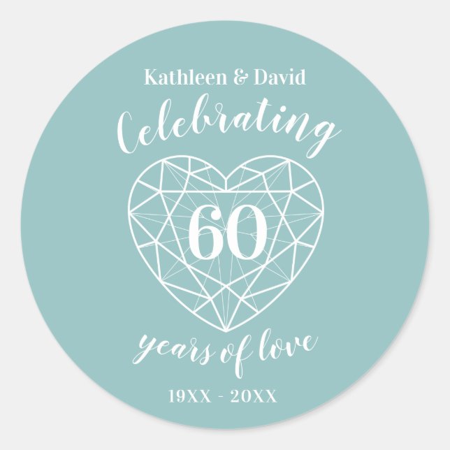 Diamond celebrating 60 years of love stickers (Front)