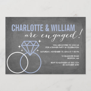 Diamond Chalkboard Engagement   Engagement Invitation