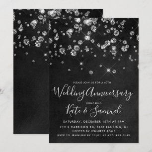 Diamond Chalkboard Wedding Anniversary Invitation