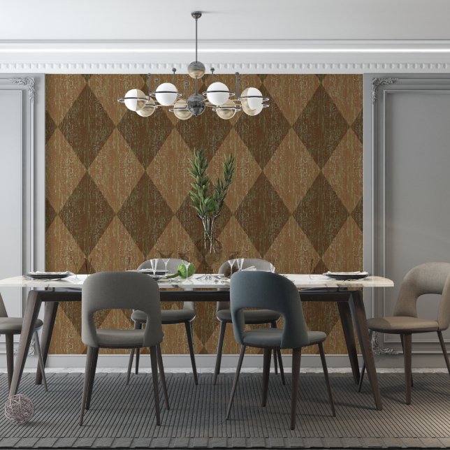 Diamond Check Crackle Texture Brown Green Wallpaper (Creator Uploaded)