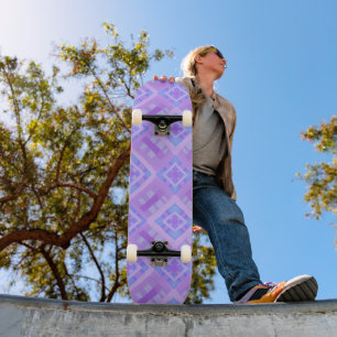 Diamond Check Patchwork - Lilac Blue 1 Skateboard