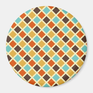 Diamond Checkered Blue Yellow Red Retro Colors Magnet