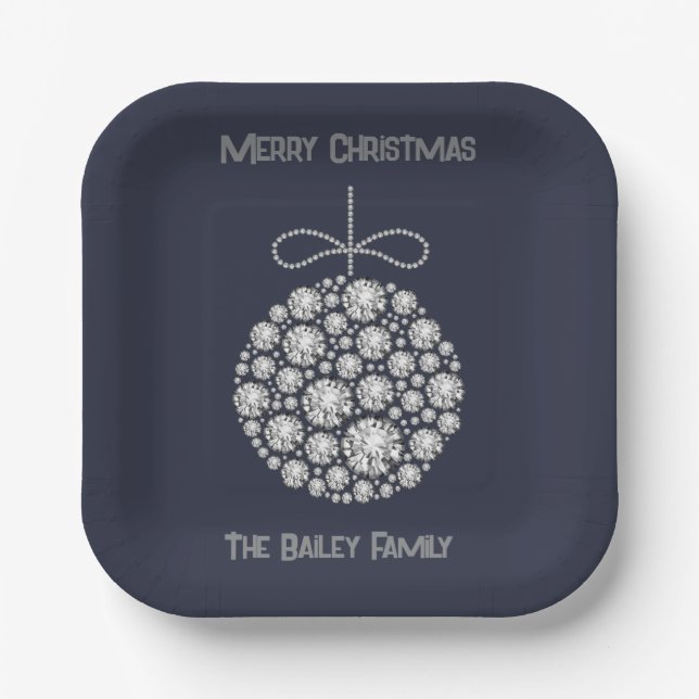 Diamond Christmas Ornament Paper Plate (Front)