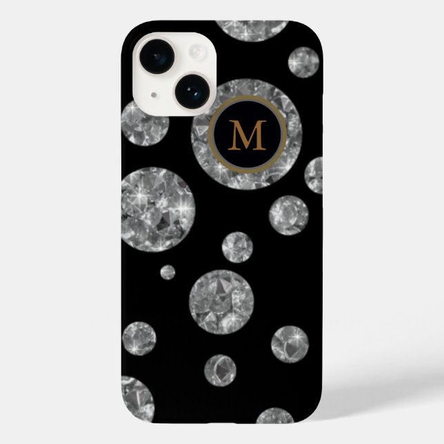 Diamond circles on black, personalised Case-Mate iPhone case (Back)