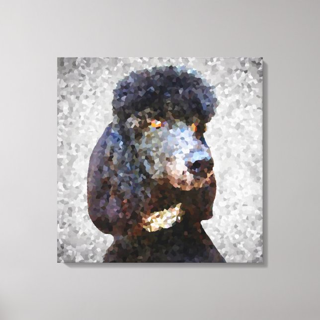 Diamond Collar Black Poodle Canvas Print (Front)