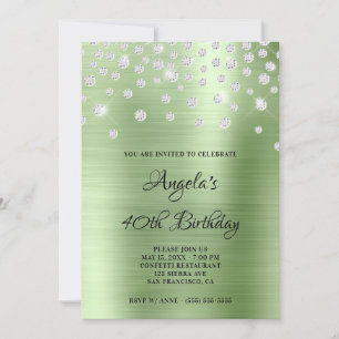 Diamond Confetti Mint Satin Foil Ombre Invitation