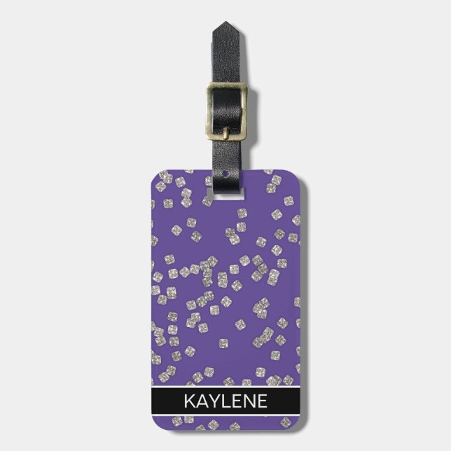 Diamond Confetti Personalised Luggage Tag (Front Vertical)