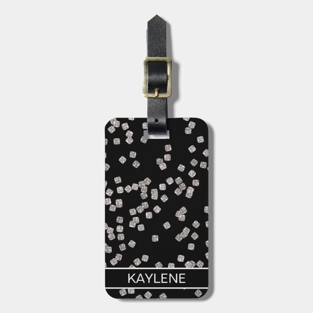 Diamond Confetti Personalised Luggage Tag (Front Vertical)
