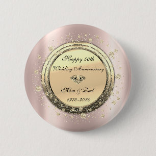 Diamond Confetti Rose Gold50thWedding Anniversary 6 Cm Round Badge