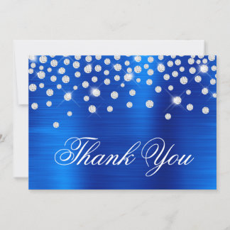 Diamond Confetti Royal Blue Satin Gradient Foil Thank You Card