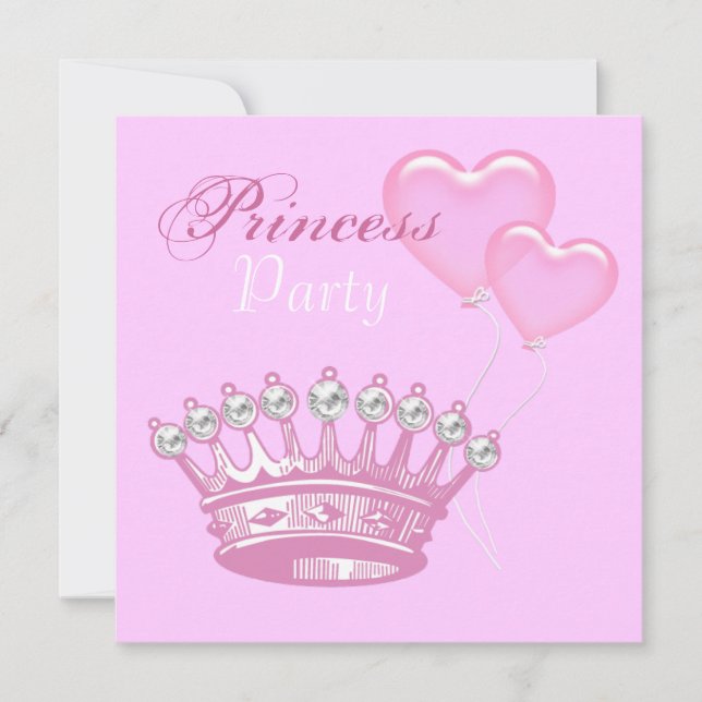 Diamond Crown Princess Birthday Party invitation (Front)