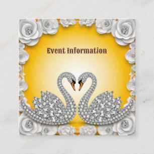 Diamond Crystal Swans Romantic Warm Scene Enclosure Card