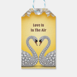 Diamond Crystal Swans Romantic Warm Scene Gift Tags