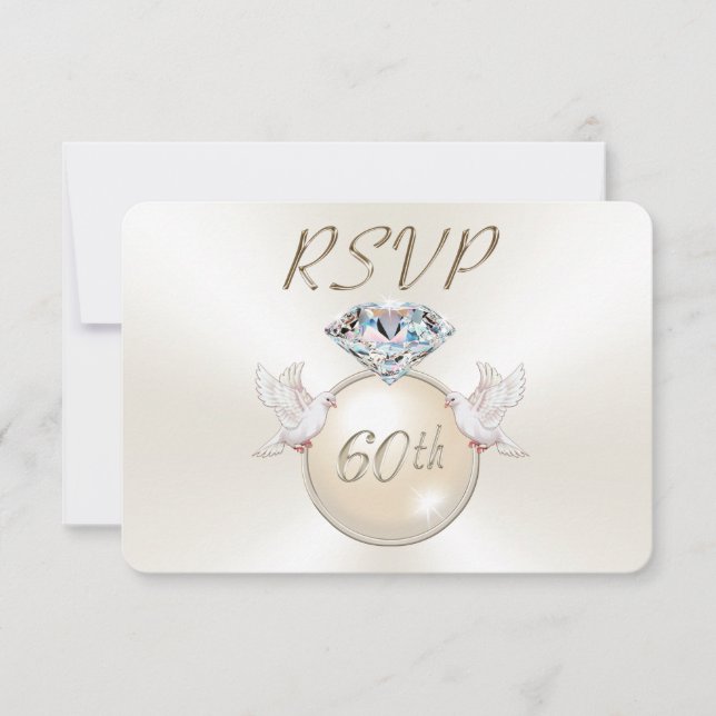Diamond Customisable RSVP Cards with Meal Choice (Front)