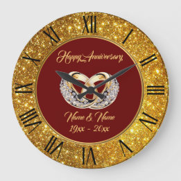 Diamond Customise  Wedding Rings Gold Anniversary Large Clock