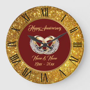 Diamond Customise  Wedding Rings Gold Anniversary Large Clock